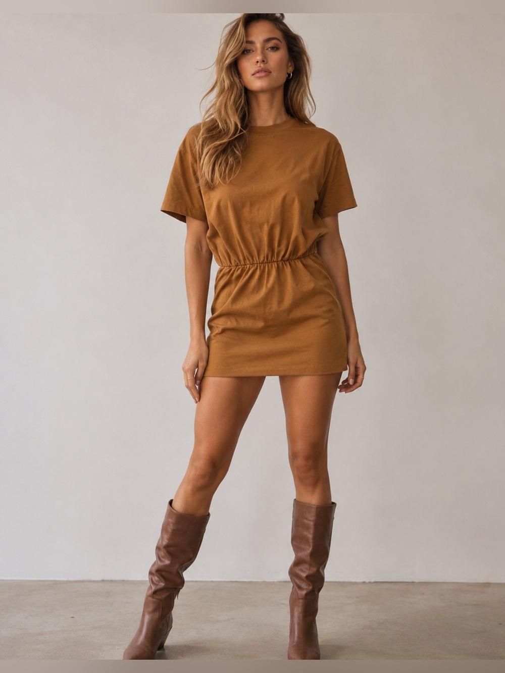 L’academie mini t shirt dress size xs from Revolve neutral nude color like-new
